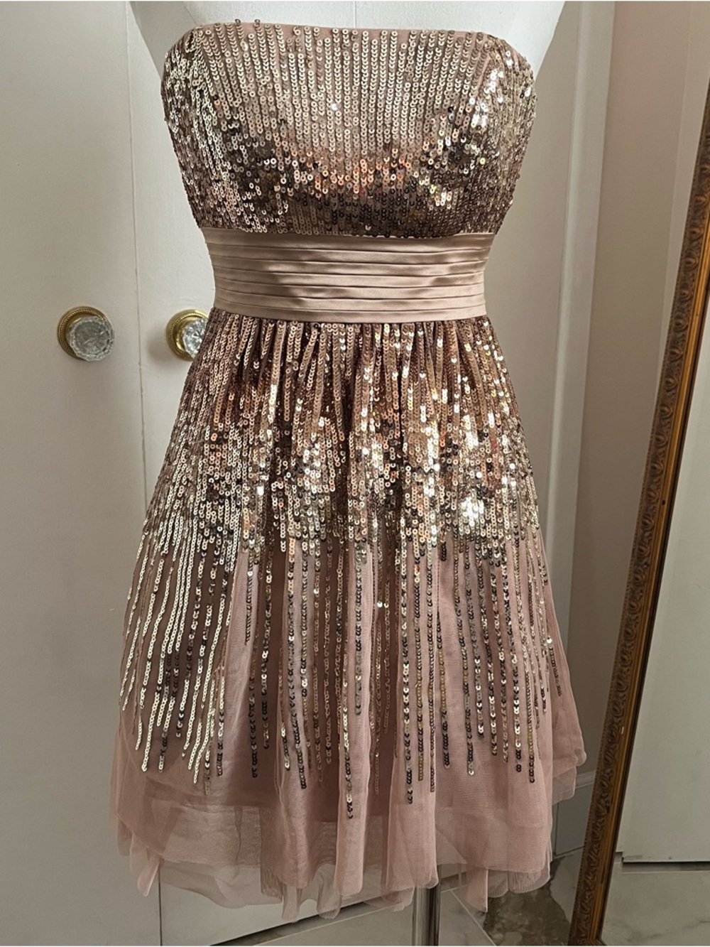 Bcbgmaxazria strapless sequin dress